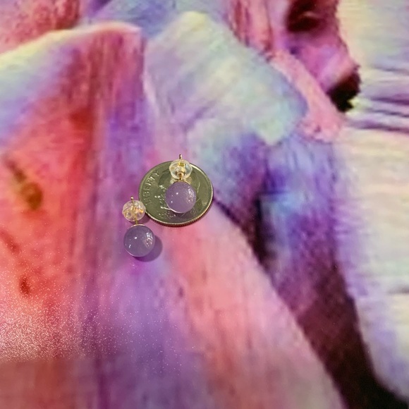 Amethyst Ball Stud Earrings - Picture 4 of 9